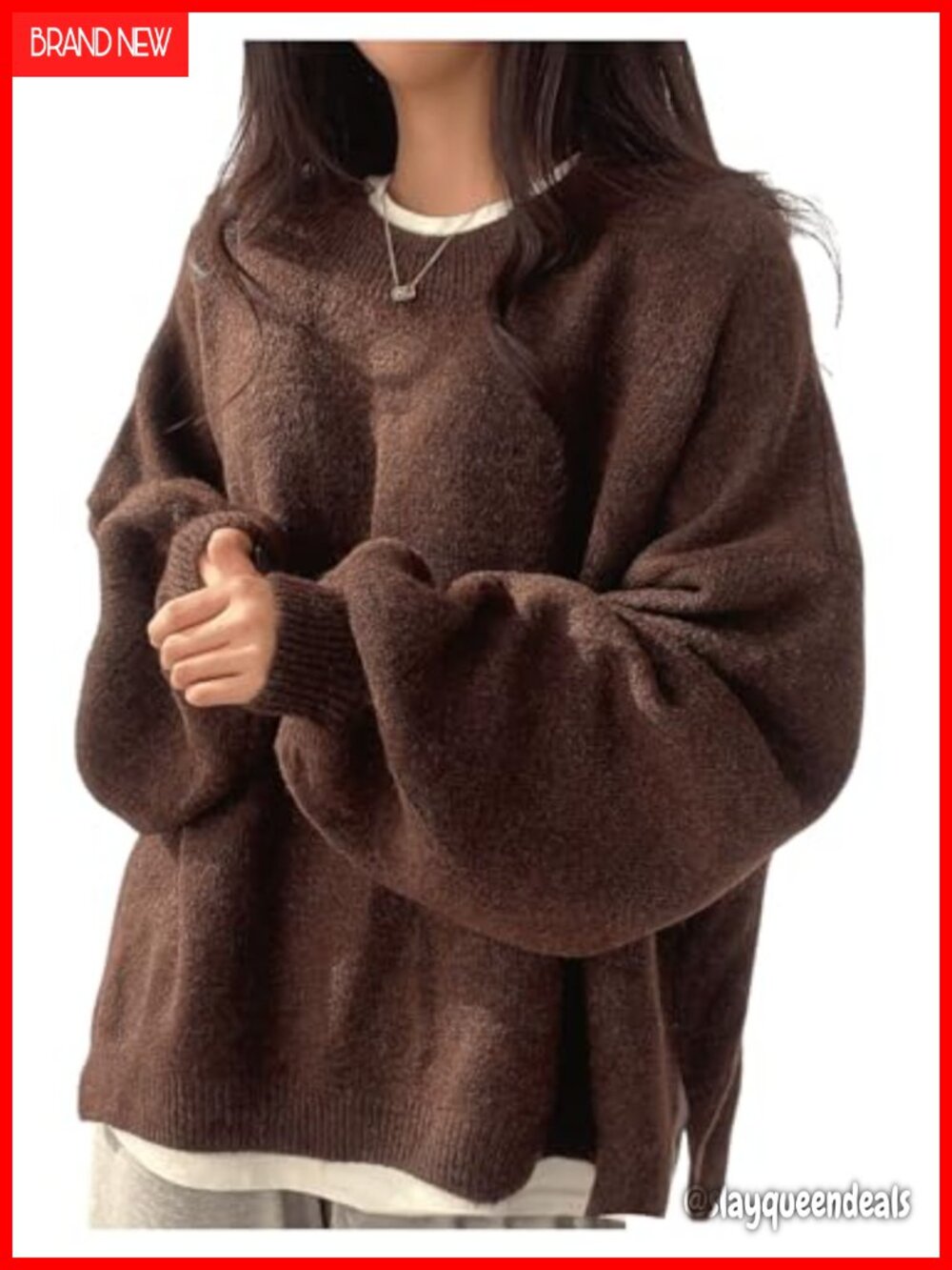 Oversized Lantern Sleeve Drop Shoulder Knit Pullover Sweater